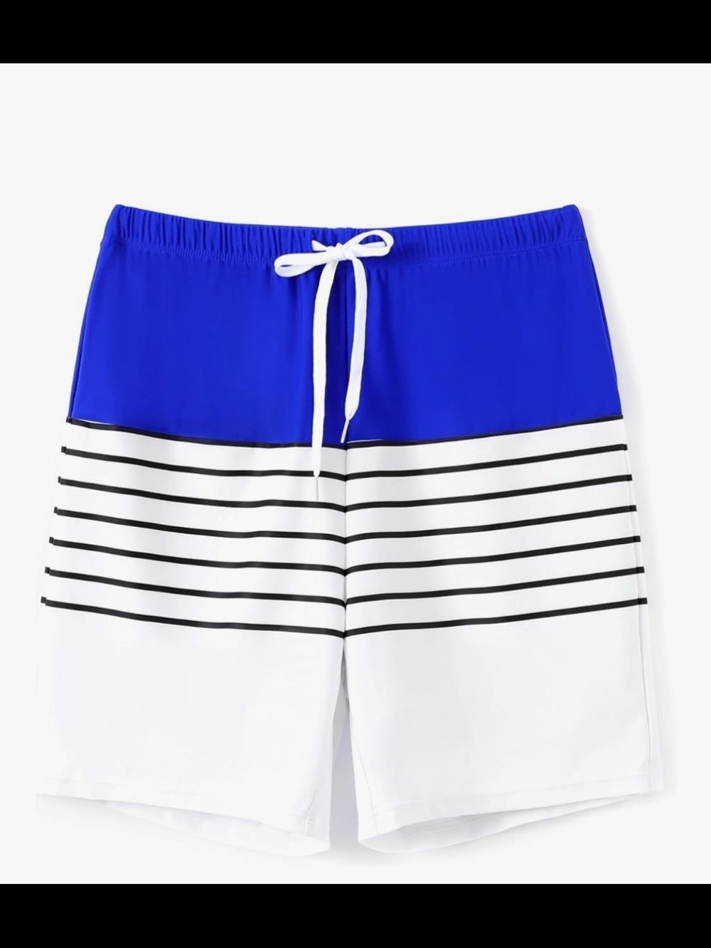 PatPat Royal Blue and White Striped Boys Swim Shorts Size 4-5Y Swimsuit Swimwear